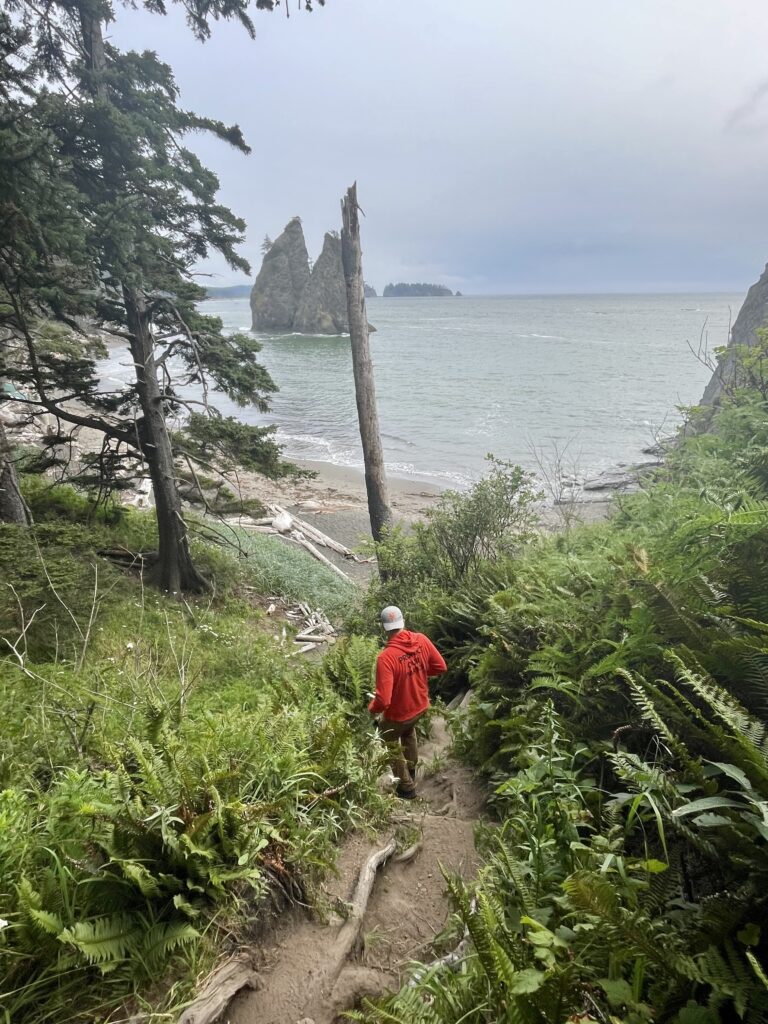 Ethan hiking down from the top of Hole in the Wall