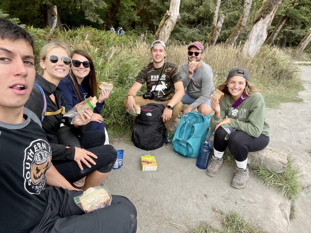 Picnic along the bank of the Hoh River on the Spruce Trail