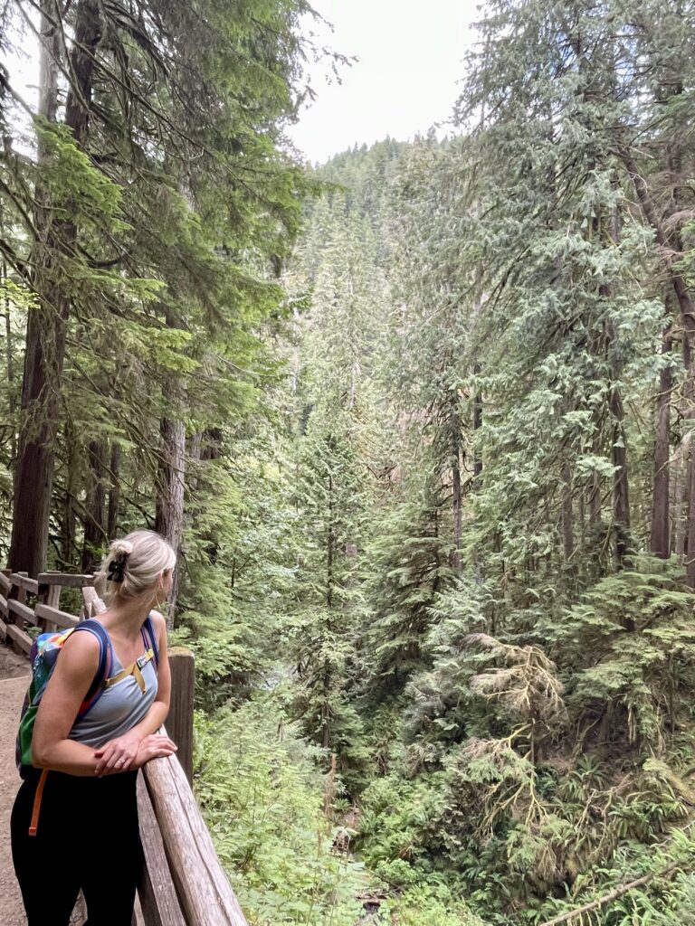 Nikki hiking the Marymere Falls Trail in Olympic NP