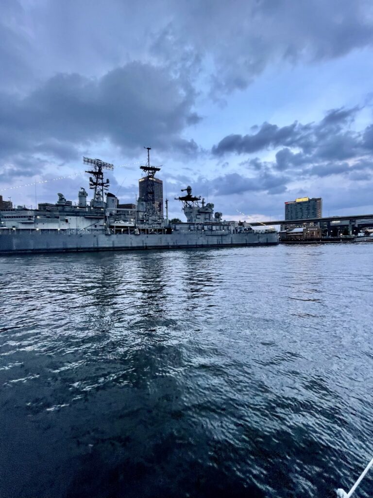 US battleship in Buffalo Harbor
