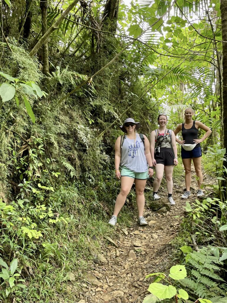 Madison, Ryanne and Nikki hiking in El Yunque