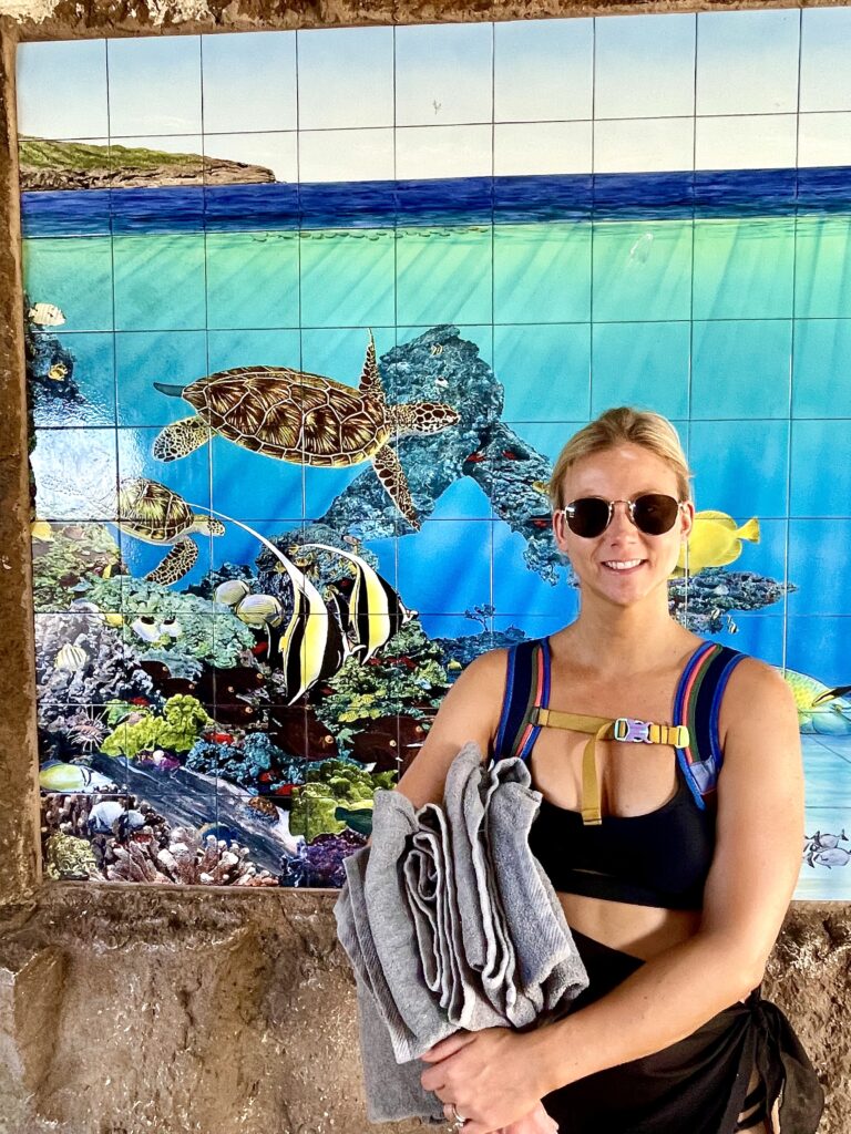 Nikki at education center at Hanauma Bay