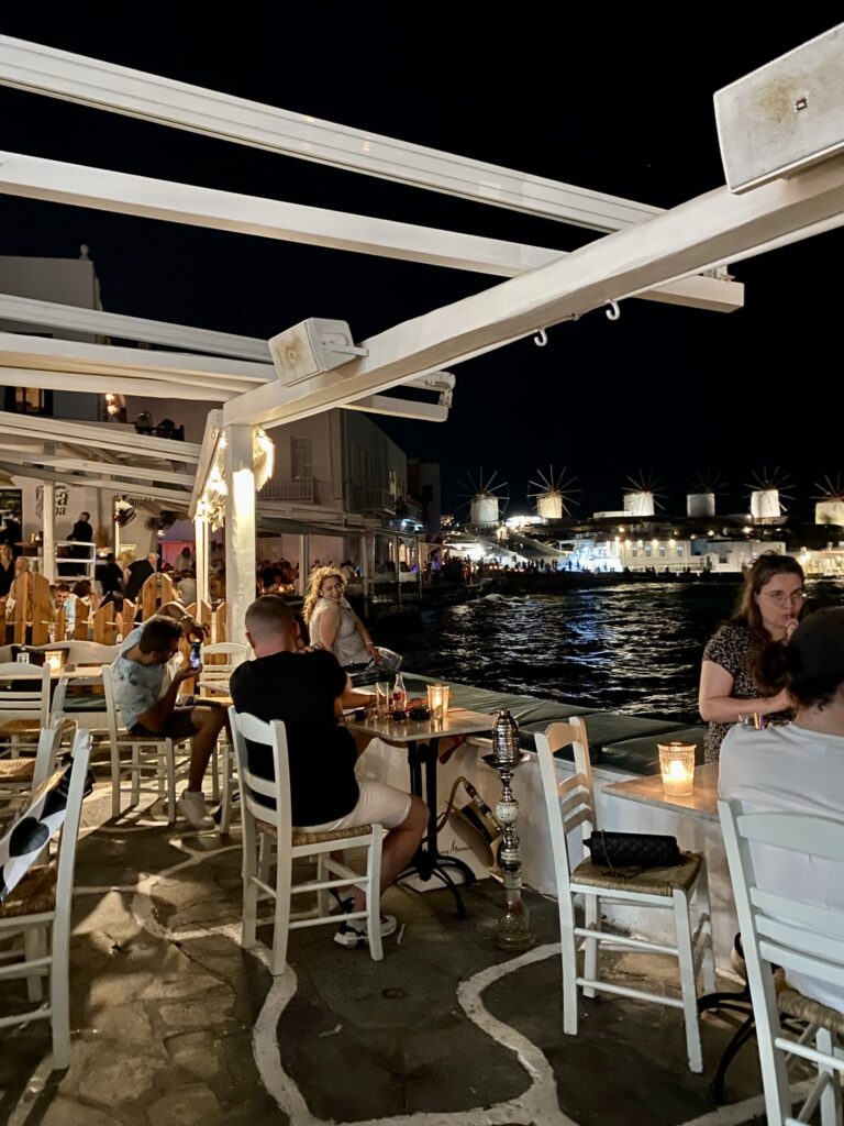 Dinner on the water in Mykonos