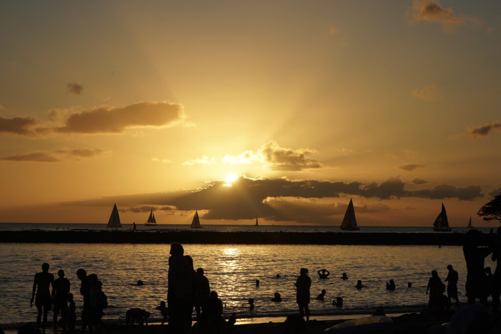 Sunset on Waikiki Beach