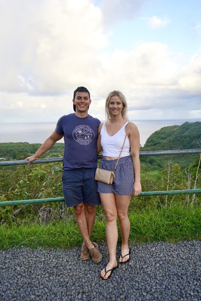 Ryan and Nikki with town of Wailua in the background