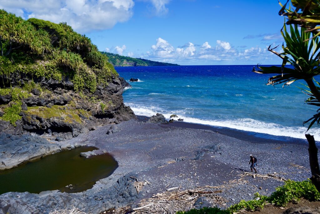 Man at Ohe'o Gulch who has not watched enough flash flood videos