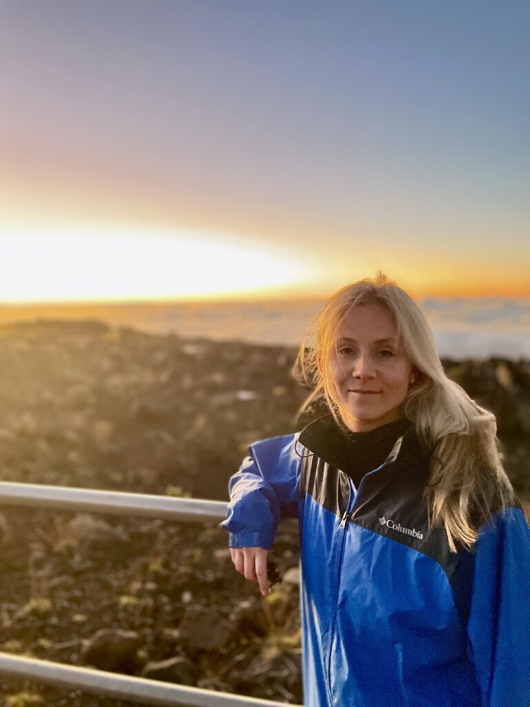 Nikki enjoying Haleakala summit sunset