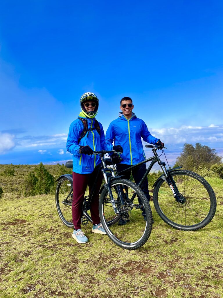 Nikki and Ryan preparing the ride down Haleakala