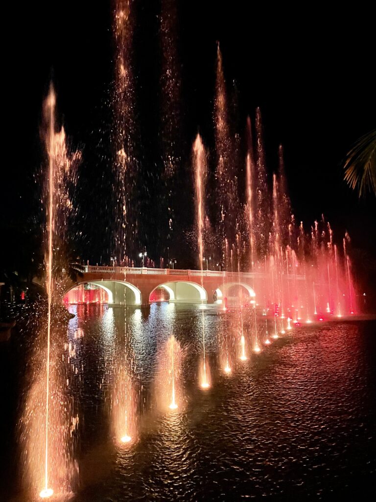 Nightly lights and fountain show to music at Baha Mar