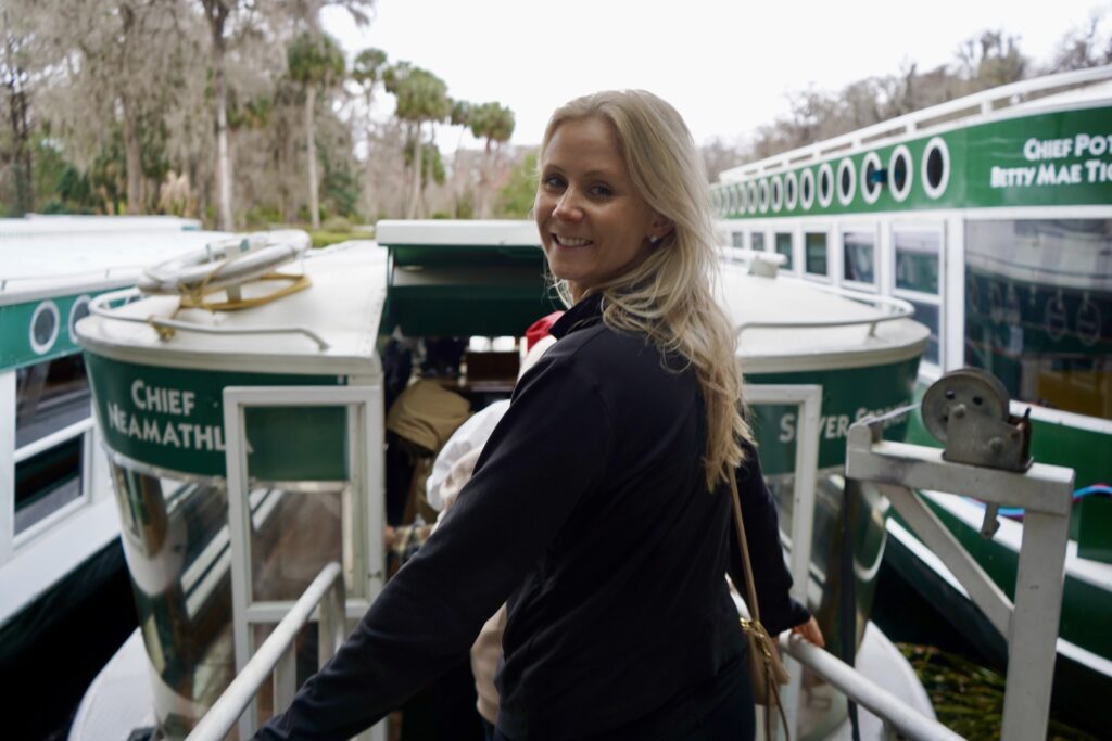 Nikki entering glass bottom boat