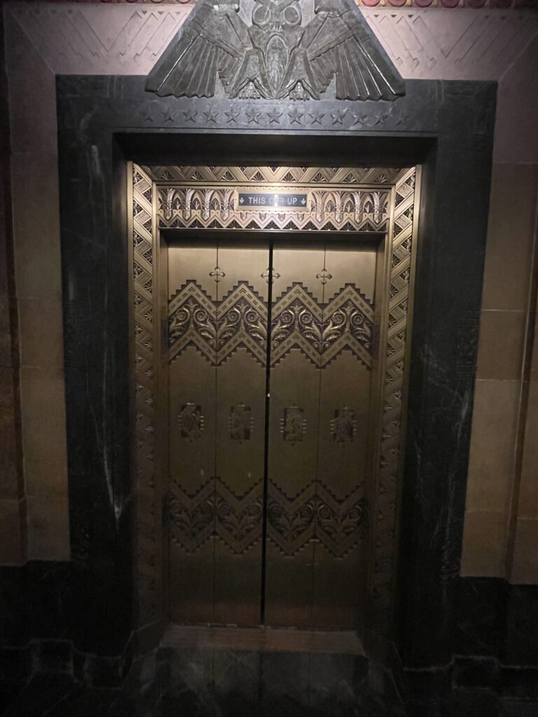 Fancy looking elevators to the observation deck
