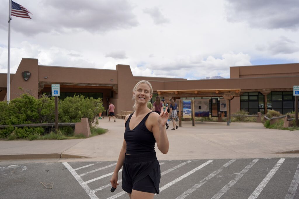 Nikki entering the Visitor Center