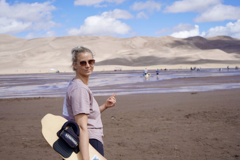 Nikki approaching Medano Creek