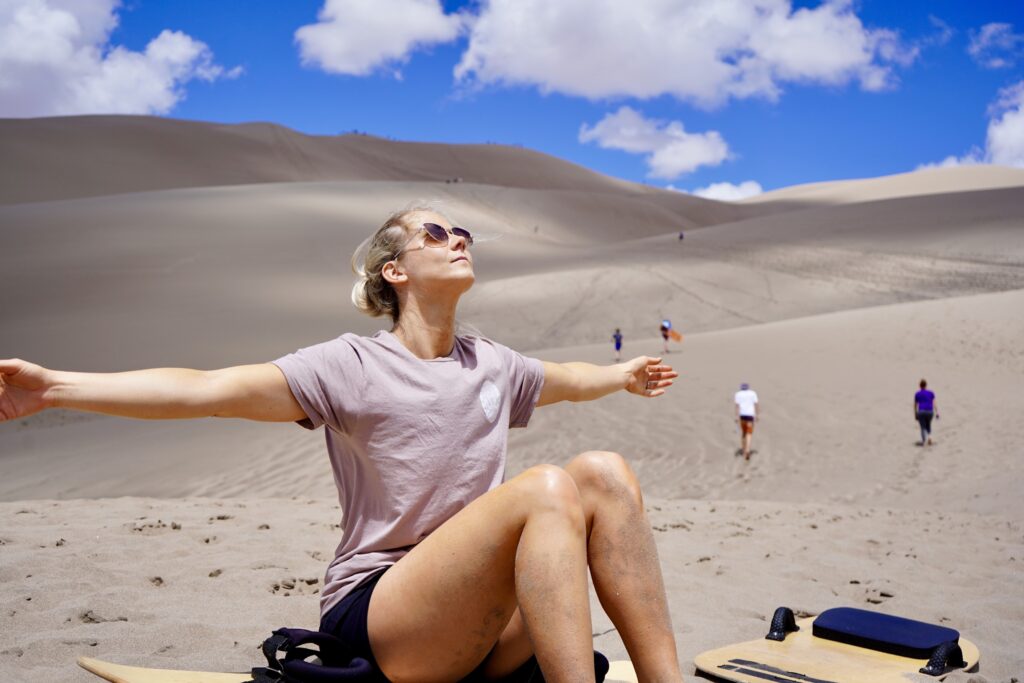 Best things to do in Great Sands Dunes National Park, Nikki gazing over the dunes