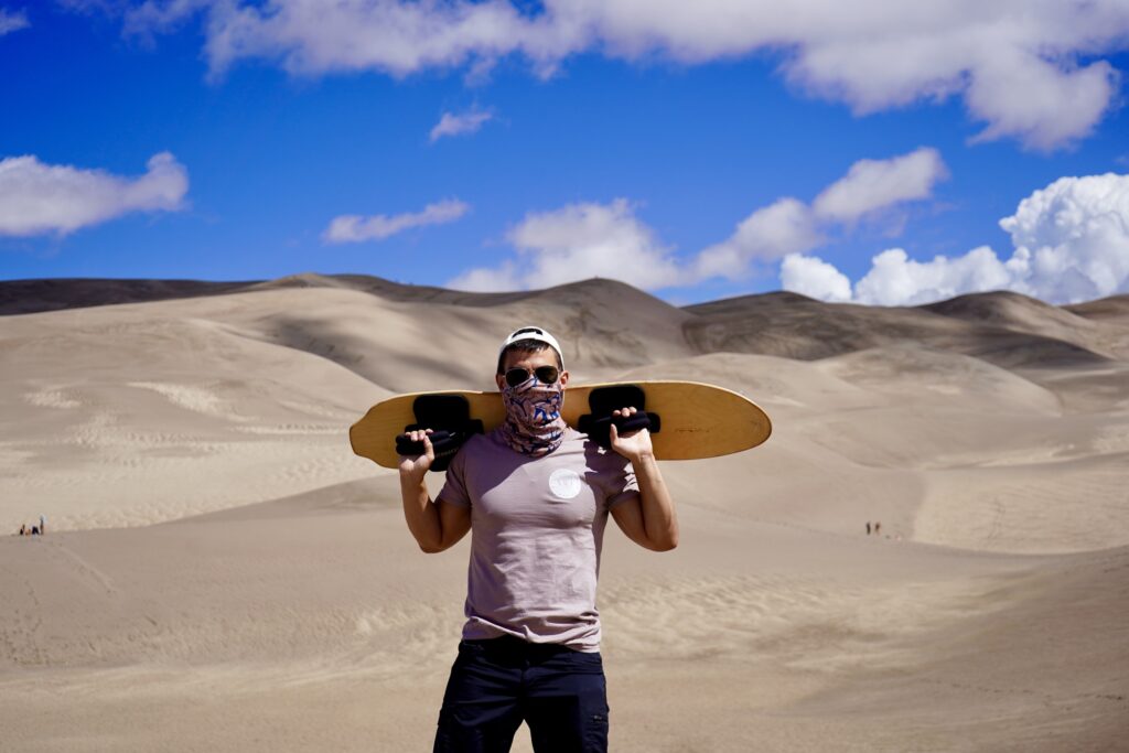 Ryan getting ready for sandboarding