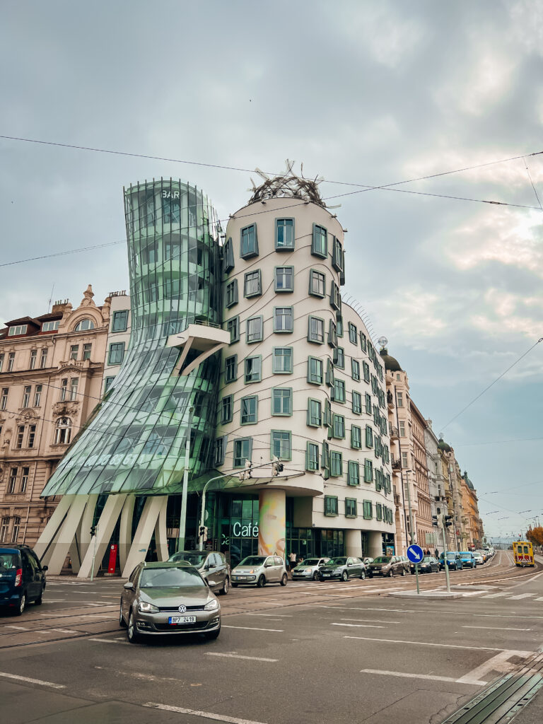 A quirky, bent building.