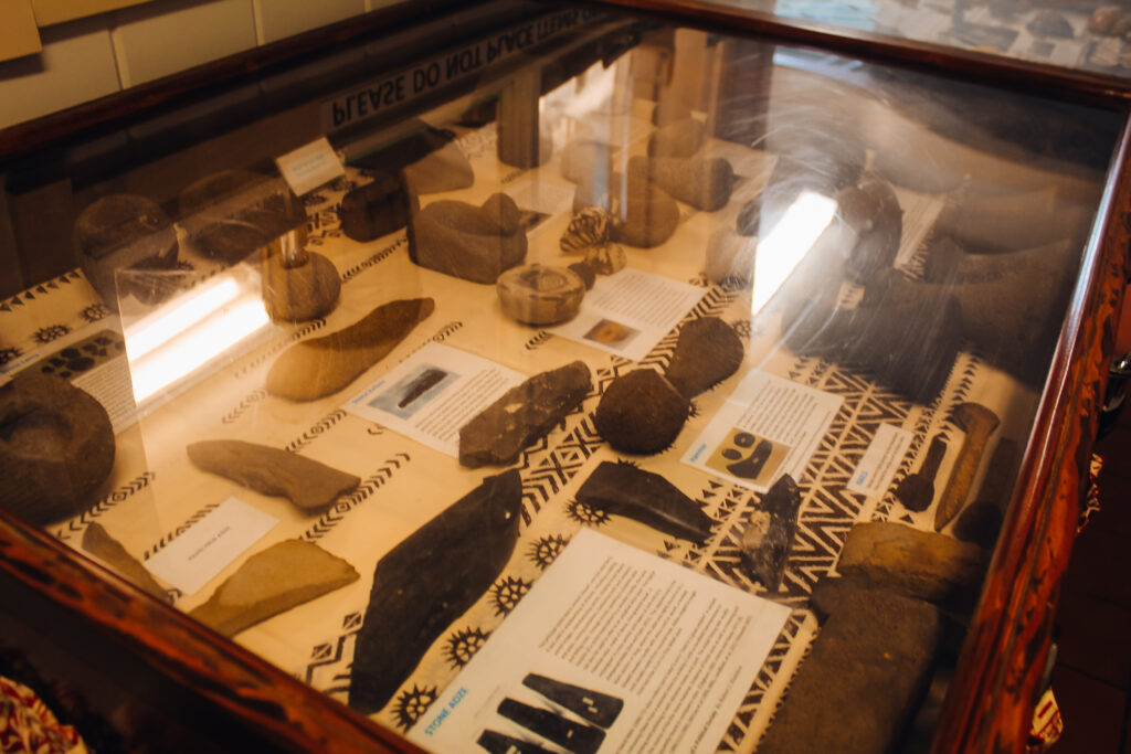 Artifacts in a display case