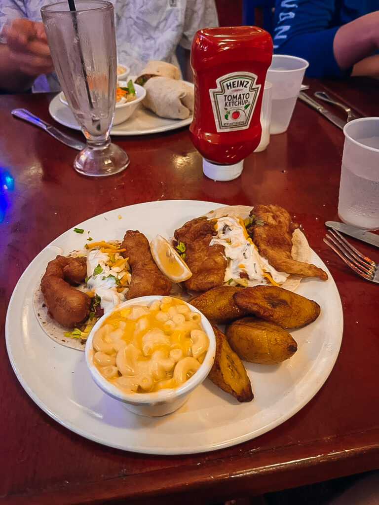 Mac and cheese and fried food.