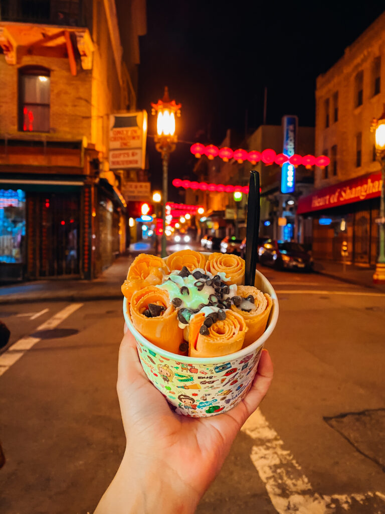 Rolled ice cream in Chinatown