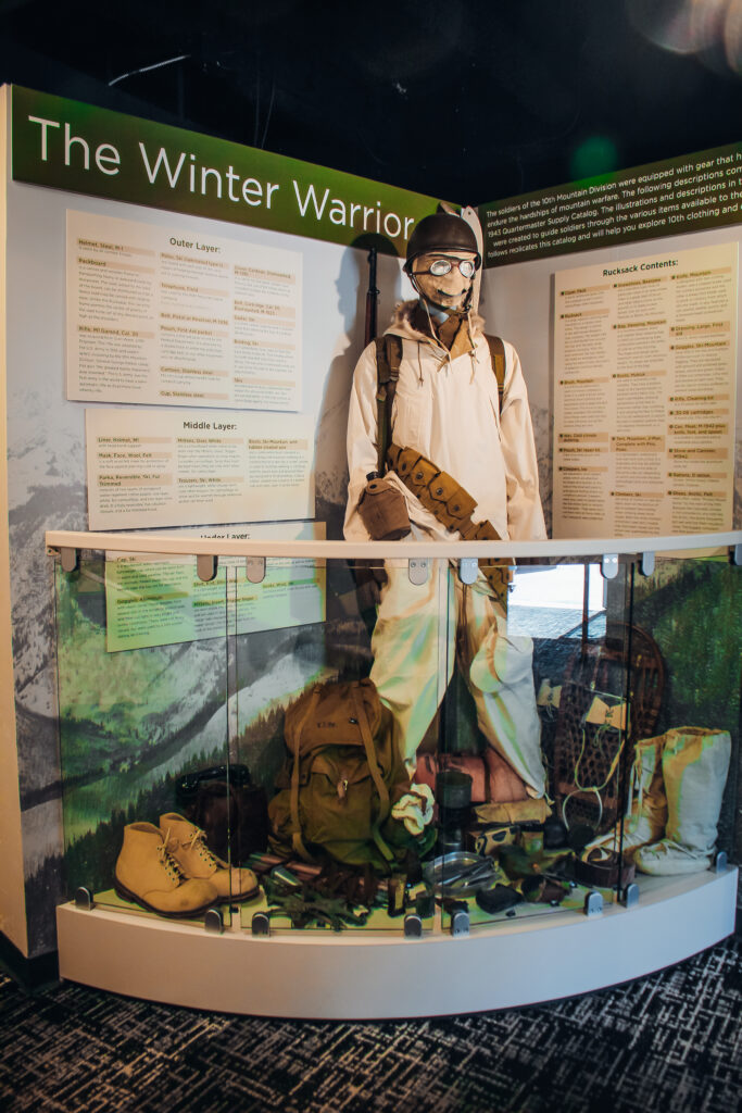 A soldier uniform on display.